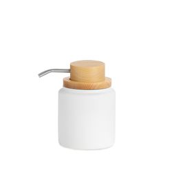 Polyresin and white/natural ash dispenser, Ø9 x 13 cm | Nordic