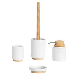 Polyresin and white/natural ash dispenser, Ø9 x 13 cm | Nordic