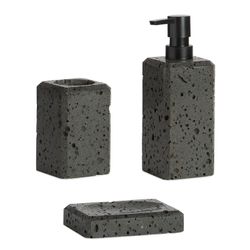 Szaro-czarny dozownik trawertynu, 7 x 7 x 19 cm | trawertyn