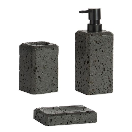 Szaro-czarny dozownik trawertynu, 7 x 7 x 19 cm | trawertyn