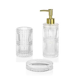 Szklany Dozownik 290ml Diament Trans./Złoty, Ø7x12cm