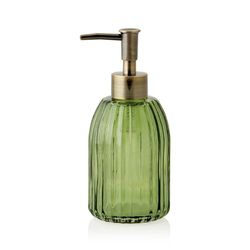 Distributeur en verre recyclé vert et or, Ø 7 x 17 cm