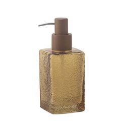 Amber glass and wood dispenser, 7.5 x 7.5 x 18.5 cm | Martelé
