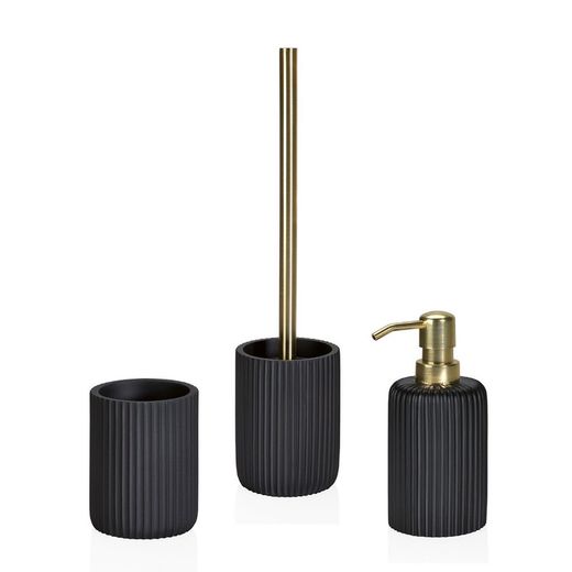 Set de bain Stripes Noir, 4 pièces