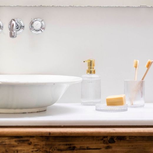 Dispenser in vetro vintage 280ml Trans./Oro, Ø7x16,5cm