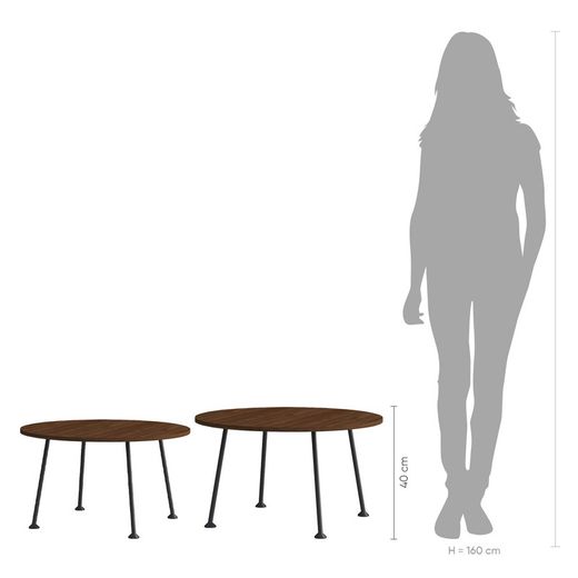 DOGGIE-valnöt runt sidobord, Ø 80 x 40 cm