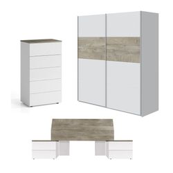 White and natural wood bedroom Oikos, 5 pieces