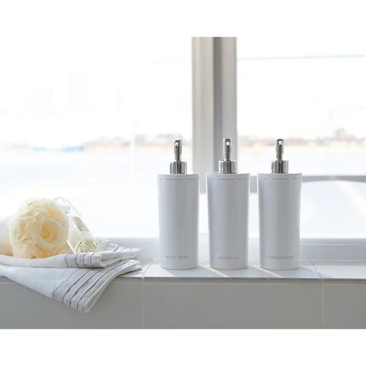 Distributeur de savon en ABS et métal blanc et argent, Ø 23 x 8 cm | La tour