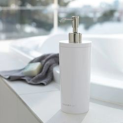 Distributeur de savon en ABS et métal blanc et argent, Ø 23 x 8 cm | La tour