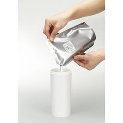 Distributeur de savon en ABS et métal blanc et argent, Ø 23 x 8 cm | La tour