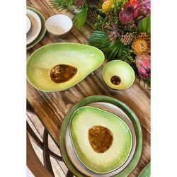 Avocado Salad Bowl, Brown and Green, 34 x 23.1 x 9 cm | Tropical Fruits