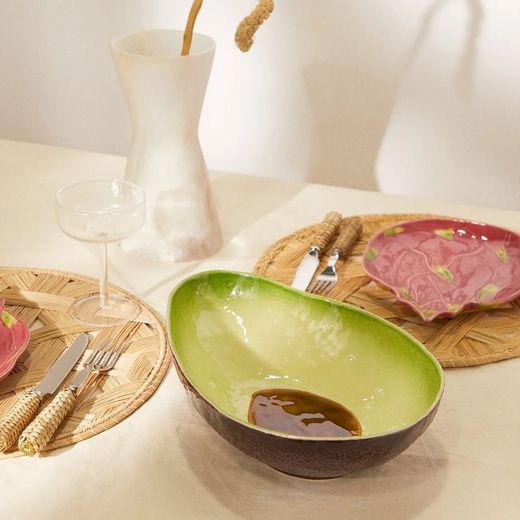 Avocado Salad Bowl, Brown and Green, 34 x 23.1 x 9 cm | Tropical Fruits