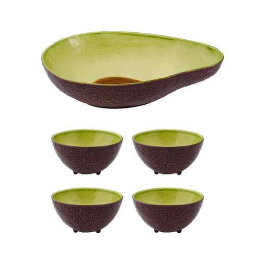 Avocado Salad Bowl, Brown and Green, 34 x 23.1 x 9 cm | Tropical Fruits