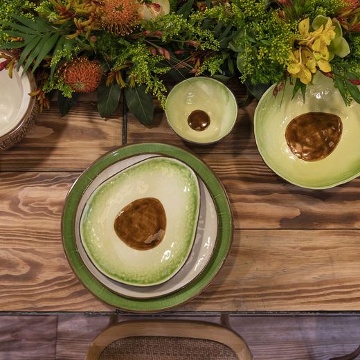 Avocado Salad Bowl, Brown and Green, 34 x 23.1 x 9 cm | Tropical Fruits