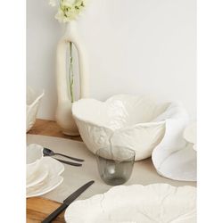 Ψηλή λευκή πήλινη σαλατιέρα, Ø 29,5 x 13 cm | λευκό λάχανο