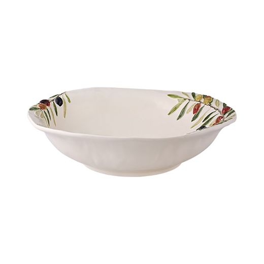 Off-white earthenware salad bowl, 33.5 x 33.5 x 9.3 cm | Olival