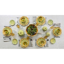 Earthenware salad bowl in orange and green, Ø 33.5 x 9 cm | Pumpkin