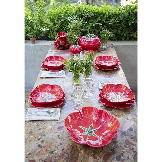 Red earthenware salad bowl, 28 x 29.5 x 10 cm | Tomato