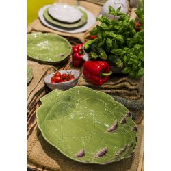Saladeira de barro verde, 35,5 x 30,9 x 7,6 cm | Alcachofra