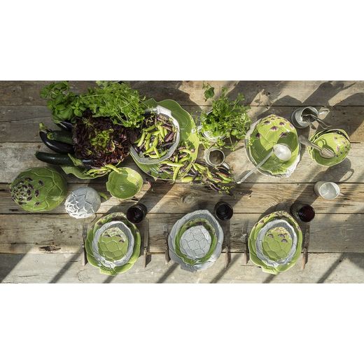 Earthenware salad bowl in green, 35.5 x 30.9 x 7.6 cm | Artichoke