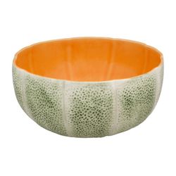 Saladeira de barro verde e laranja, Ø 25 x 11 cm | Melão