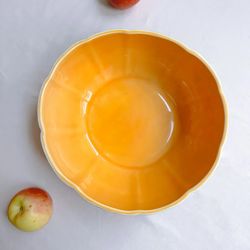 Saladeira de barro verde e laranja, Ø 25 x 11 cm | Melão