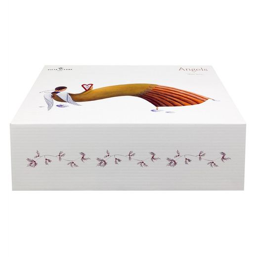 Porcelain salad bowl in white and multicolour, 28.6 x 28.6 x 8.6 cm | Angels