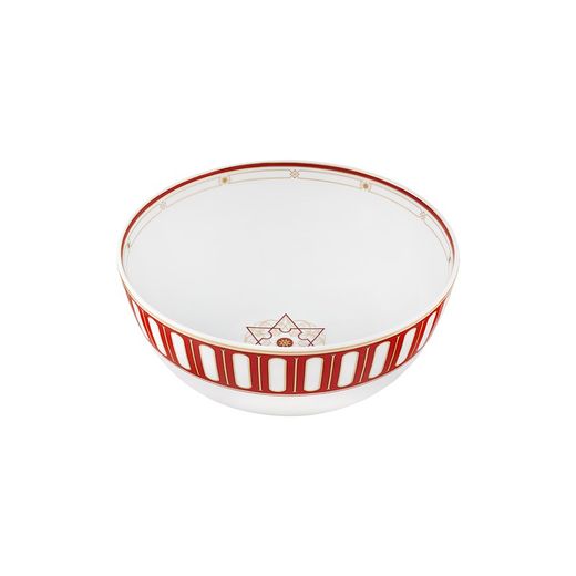 Saladier en porcelaine blanc et rouge, 25 x 25 x 10,8 cm | La Stella