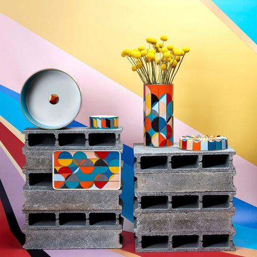 Porcelain salad bowl in multicolor, Ø 26.2 x 8.4 cm | Futurism