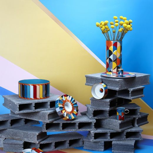 Porcelain salad bowl in multicolor, Ø 26.2 x 8.4 cm | Futurism