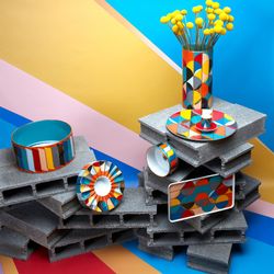 Porcelain salad bowl in multicolor, Ø 26.2 x 8.4 cm | Futurism