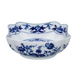 Saladeira grande de porcelana branca e azul, 23,1 x 23,1 x 9,4 cm | Margão