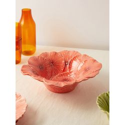 L Alcea earthenware salad bowl in coral color, 33 x 32 x 9 cm | Maria Flor