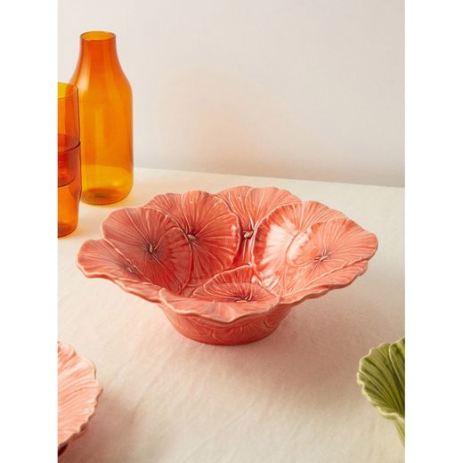L Alcea earthenware salad bowl in coral color, 33 x 32 x 9 cm | Maria Flor