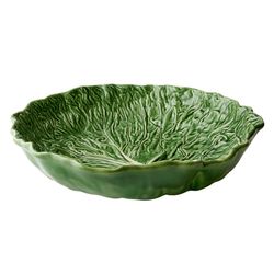 Saladeira de barro verde L, 40 x 38 x 10 cm | Repolho