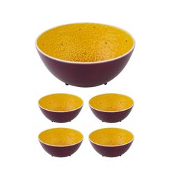 Insalatiera frutto della passione in terracotta viola e gialla, 24,8 x 24,6 x 11,5 cm | Frutti tropicali