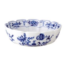 Grand saladier musée en porcelaine blanche et bleue, 24,3 x 24,3 x 7,5 cm | Margao