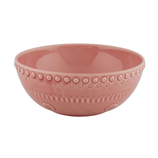 Ensaladera pequeña de loza en rosa, 23,3 x 23,3 x 9,5 cm | Fantasía