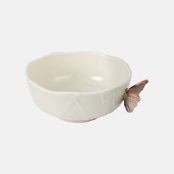 S ceramic salad bowl in beige and multicolor, 29 x 24.9 x 11.1 cm | Cloudy Butterflies