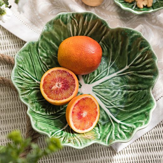 Green earthenware salad bowl S, Ø 29 x 8 cm | Cabbage