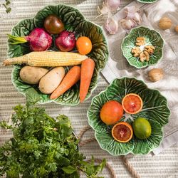 Green earthenware salad bowl S, Ø 29 x 8 cm | Cabbage