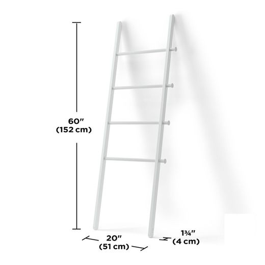 Decoratieve trap van wit hout en metaal, 51x4x152 cm