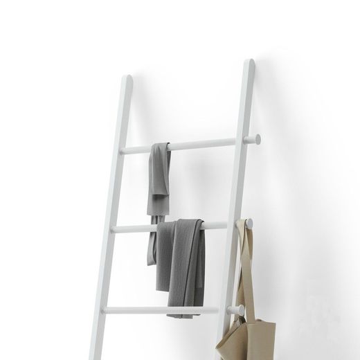 Decoratieve trap van wit hout en metaal, 51x4x152 cm