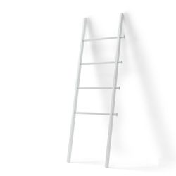 Decoratieve trap van wit hout en metaal, 51x4x152 cm