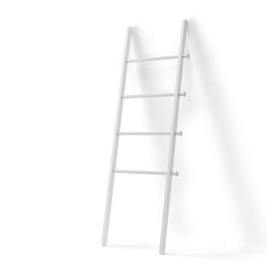 Decoratieve trap van wit hout en metaal, 51x4x152 cm