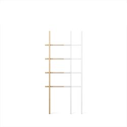 Expandable ladder with hooks white and natural wood 41-67x152,4 cm