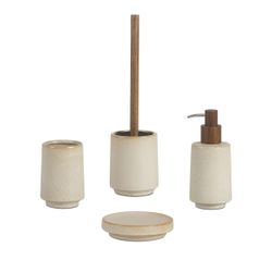 Escobilla de baño de cerámica en beige, 10,5 x 10,5 x 37 cm | Kala
