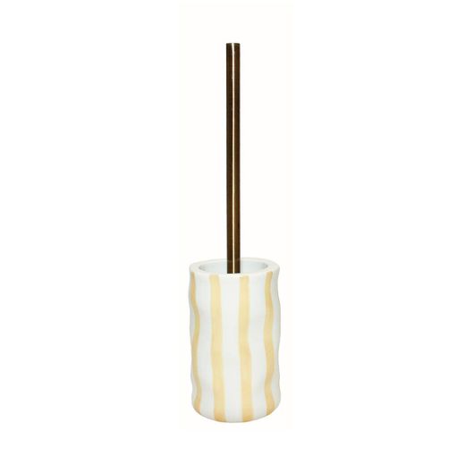 Escobilla de baño de cerámica en blanco y beige, 10,5 x 10,5 x 44 cm | Bari