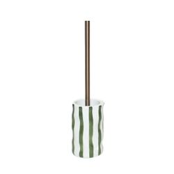 Escobilla de baño de cerámica en blanco y verde, 10,5 x 10,5 x 44 cm | Corfú