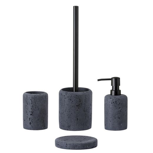 Polyresin toilet brush in black, 10 x 10 x 37 cm | Vulcano